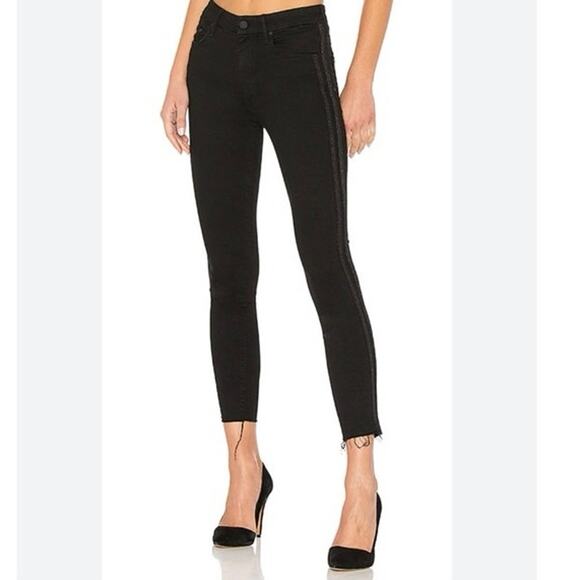 High Waisted Looker Ankle Fray in Guilty Party Racer MOTHER - Picture 1 of 7